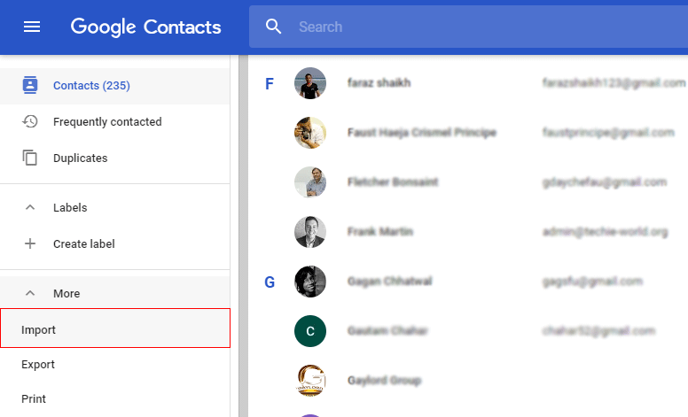 import vCard to google contacts