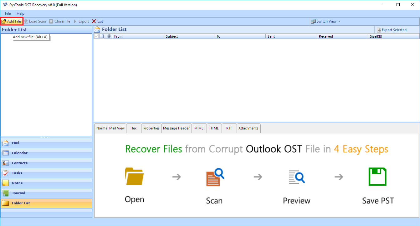 Run OST Recovery Tool