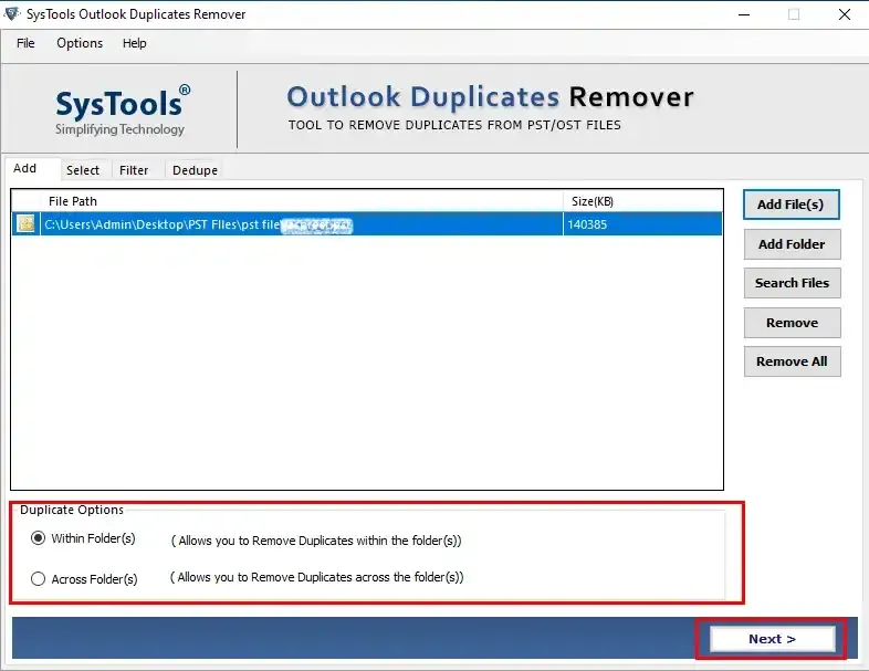 outlook duplicate removal